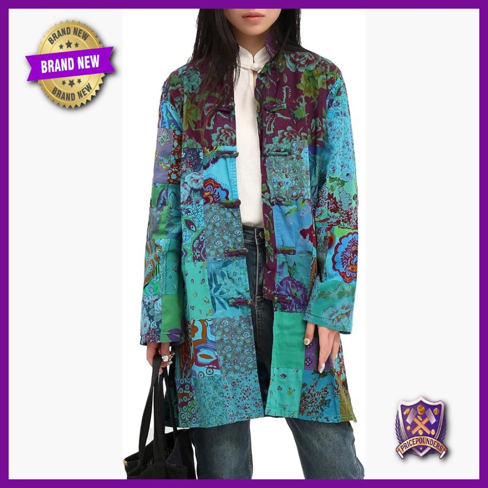 Lightweight Patchwork Jacket, Boho Floral Coat, L… - image 1
